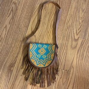 Earthbound Trading Company Colorful Beaded Women's Bag Fringe Tassel